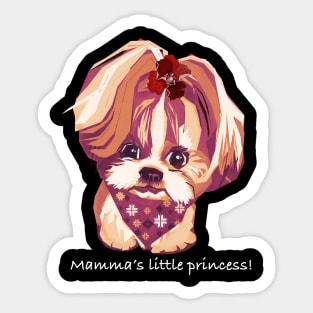 Shih Tzu Dog’s Cute Portrait in Digital Pop Art Style Sticker